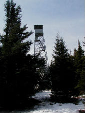 The fire tower that sits atop Spruce Mountain.