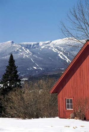 Mt. Manfield in the Winter with ski trails visable