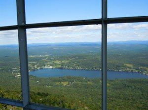 The view from atop the Elmore Mountain fire tower overlooking Lake Elmore.